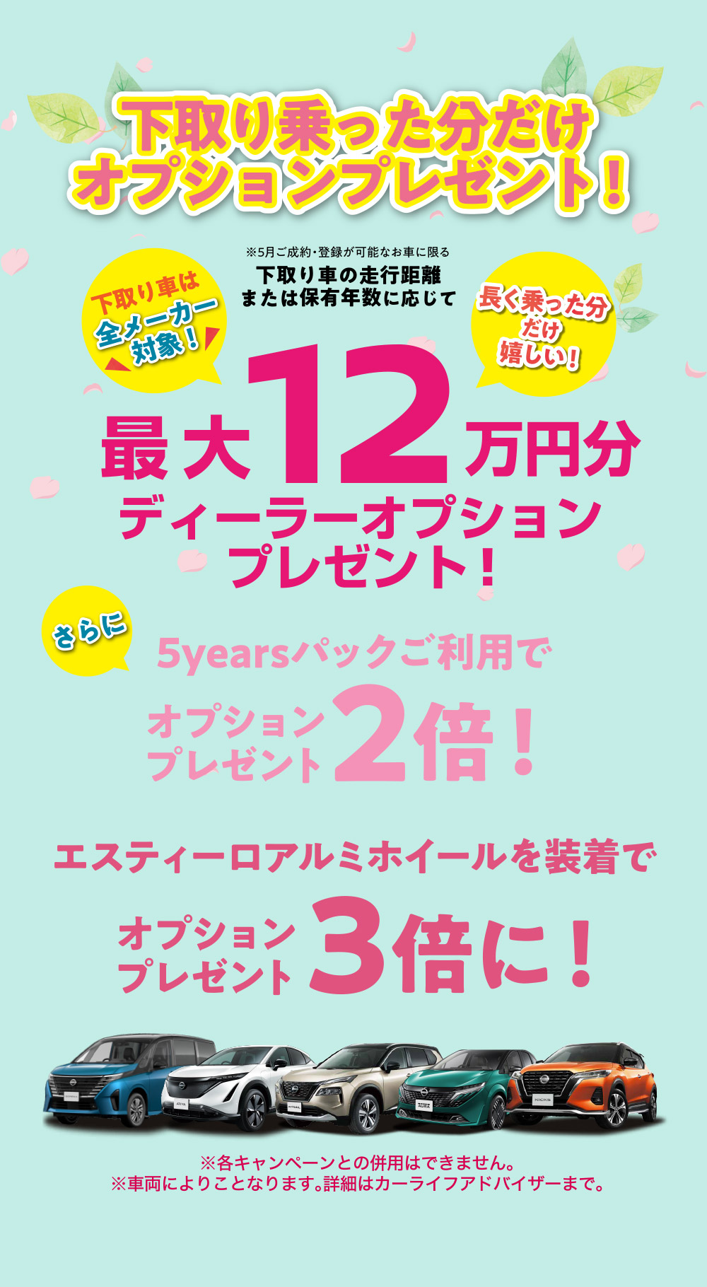 下取り乗った分だけオプションプレゼント！