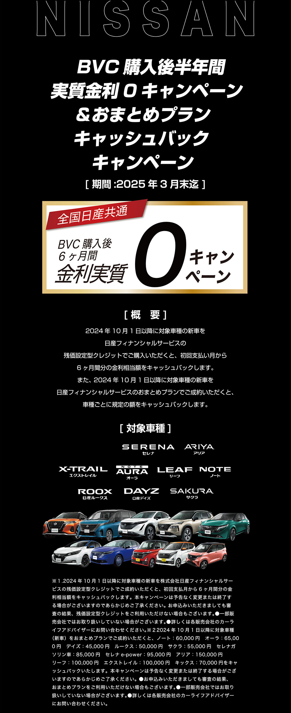 BVC購入後半年間実質金利0キャンペーン＆おまとめプランキャッシュバックキャンペーン